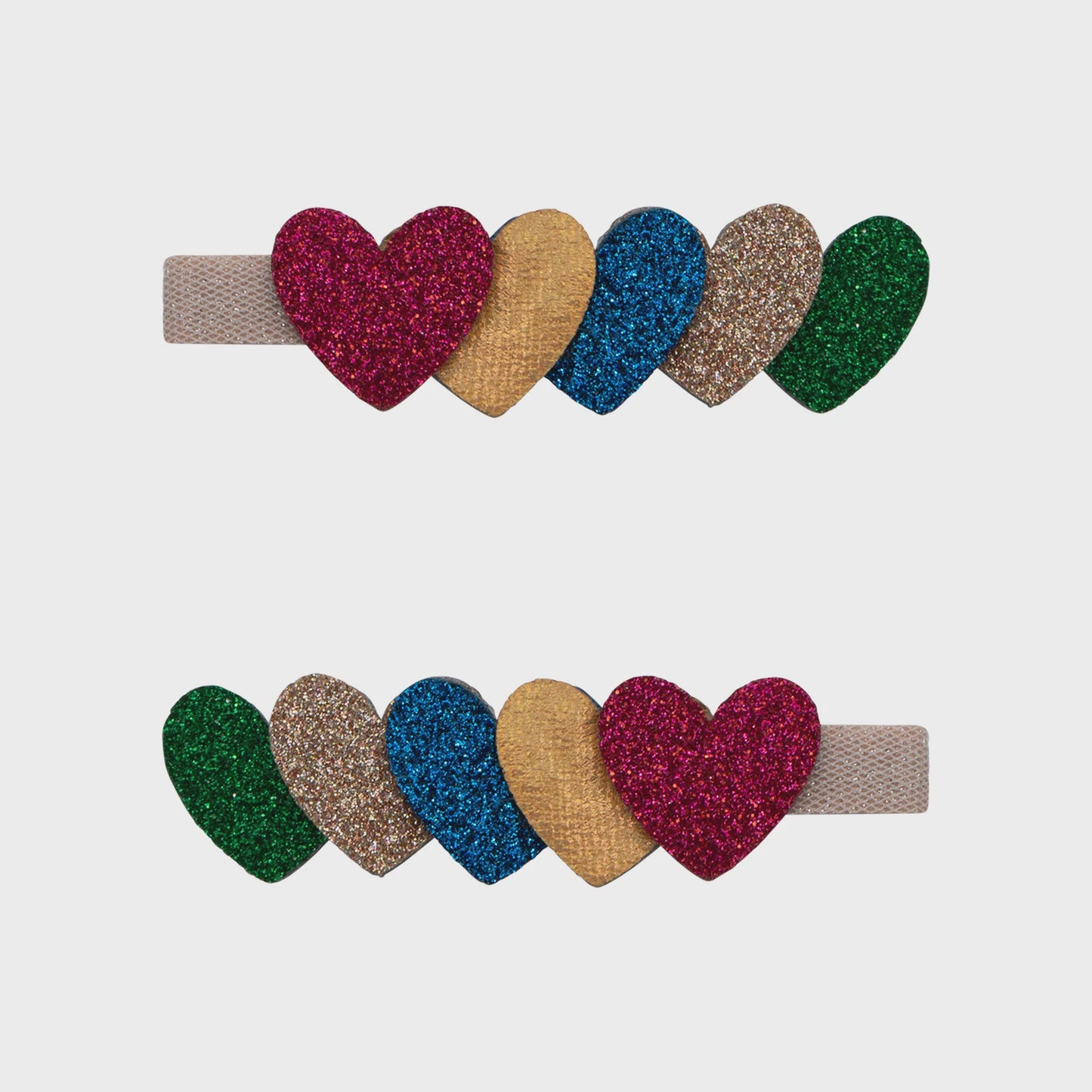 Jazzy Layered Heart Clips - Bright