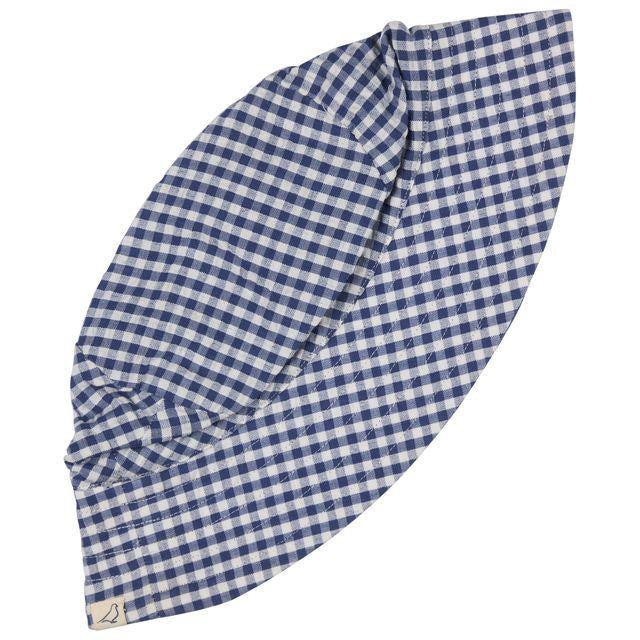Reversible Sun Hat Seersucker Check - Indigo Blue