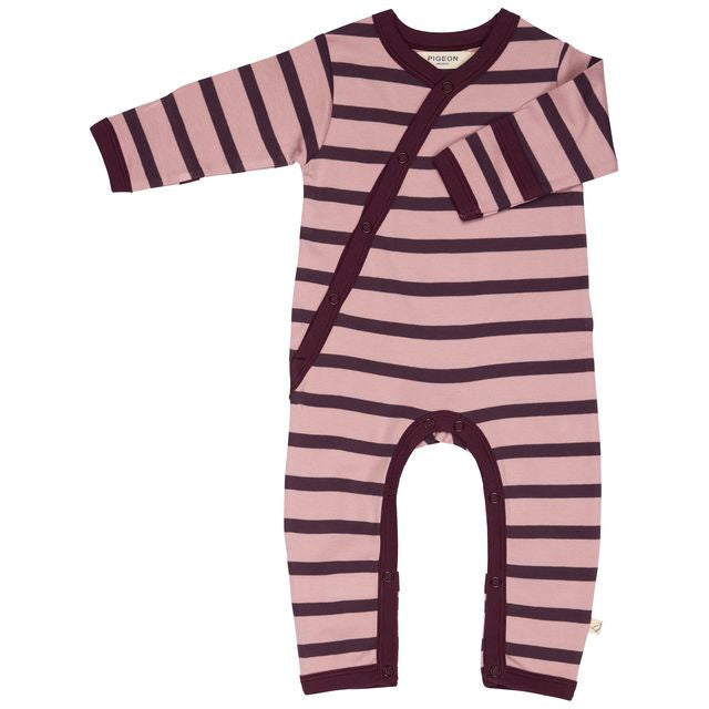 Zip Romper Breton Stripe - Pink & Fig