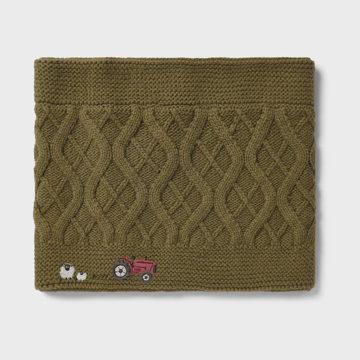 Forest Green Knit Snood - Tractor Embroidery