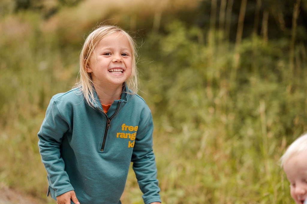Quarter Zip Sweatshirt - Free Range Kid - Steel Blue