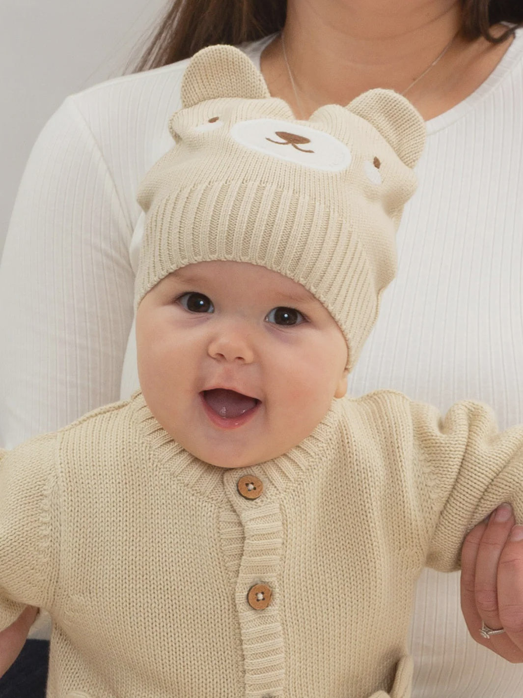Little Ted Knit Hat - Sand (GOTS)