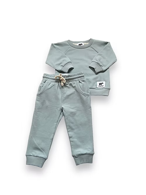 Organic Cotton Sweatshirt & Joggers - Sage Green