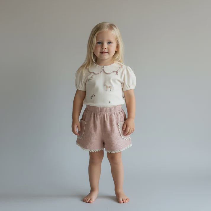 Soft Pink Muslin Shorts