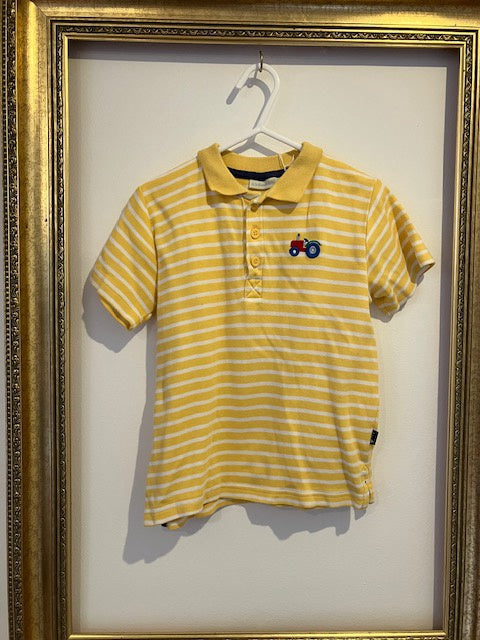 Pre-loved Yellow Striped Tractor Polo Shirt 5-6y