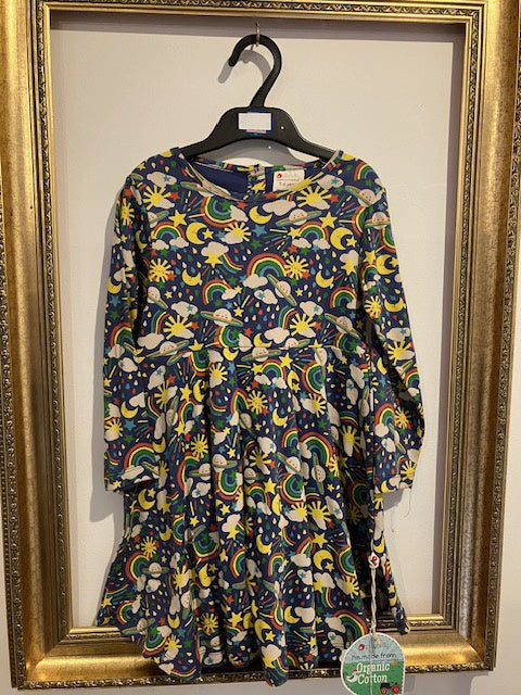 Pre-loved Piccalilly Sunshine & Planet Dress 5-6y with tags