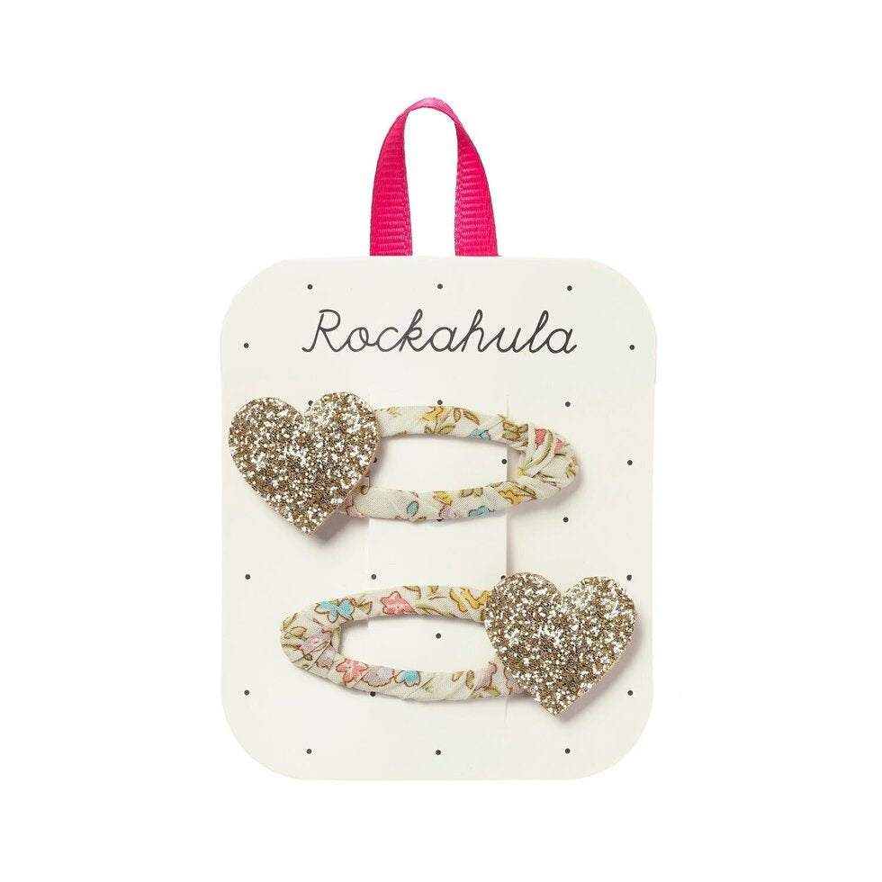 Petal Glitter Heart Clips