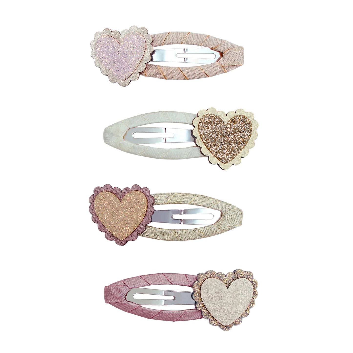 Scallop Heart Clips - Pink