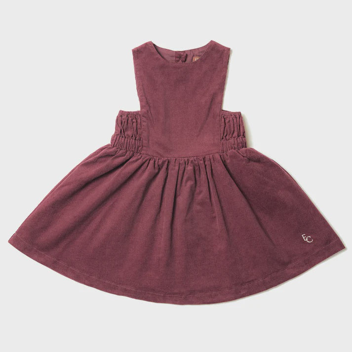 Cord Pinafore Dress - Burgundy