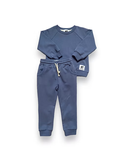 Organic Cotton Sweatshirt & Joggers - Mid Blue