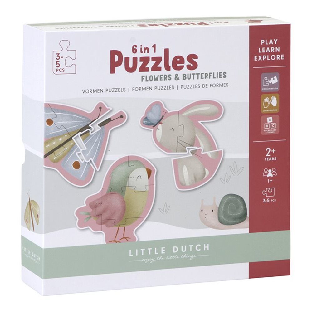 6 in 1 Puzzles - Flowers and Butterflies