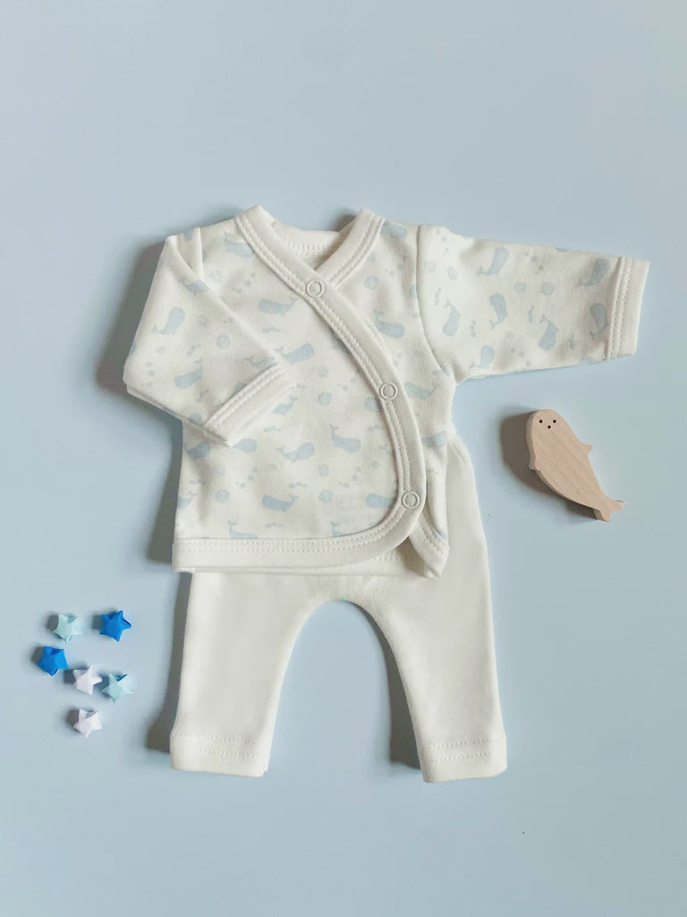 Premature Wrap Top & Trouser Set - Ocean Blue 4-7lb