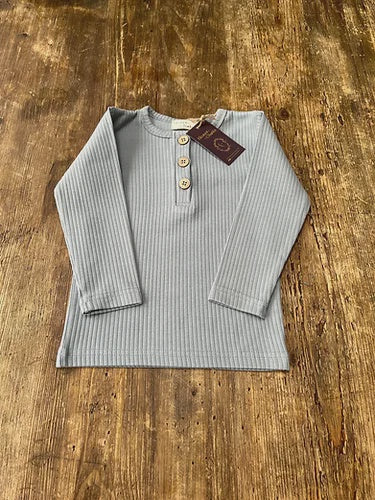 Ribbed Grandad Top Slate Blue