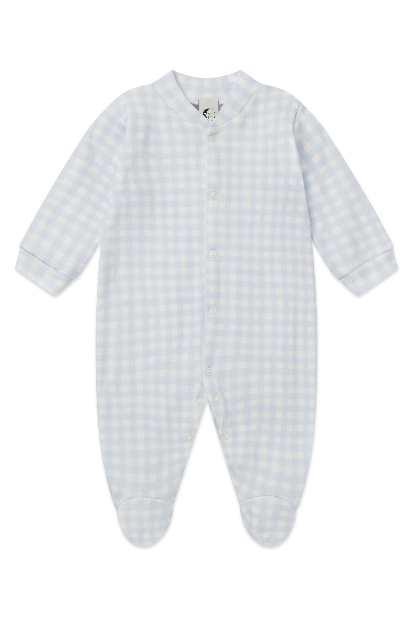 Gingham Mist Blue Sleepsuit