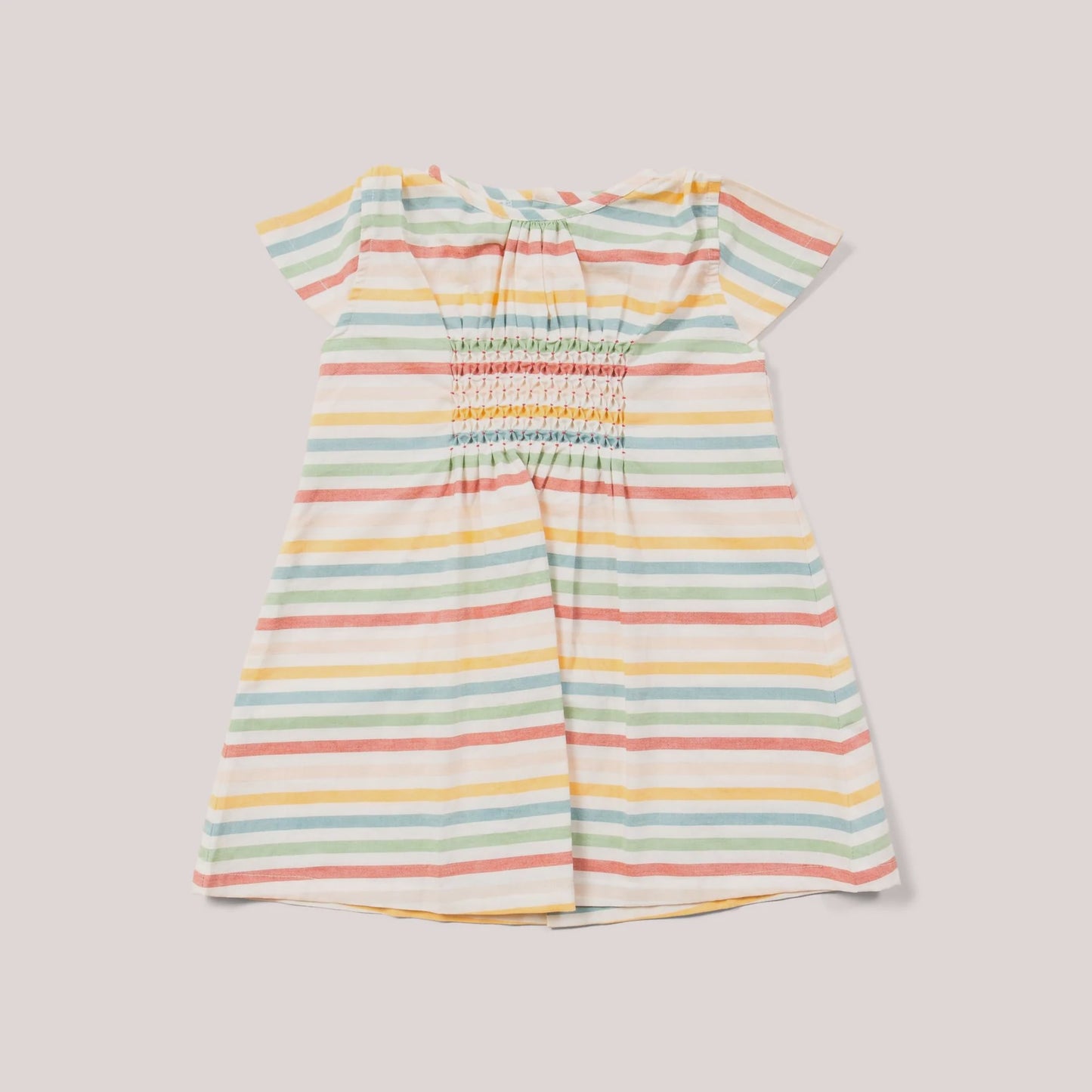 Rainbow Striped Smocked Dress