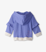 Blue Melange Baby Flutter Sleeve Hoodie