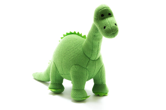Diplodocus Knitted Dinosaur Rattle - Green