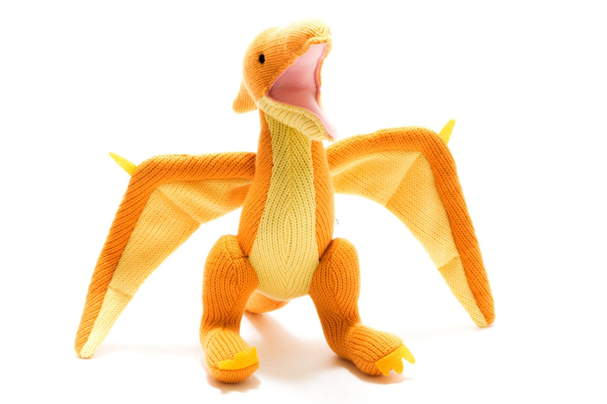Pterodactyl Knitted Dinosaur Soft Toy - Yellow
