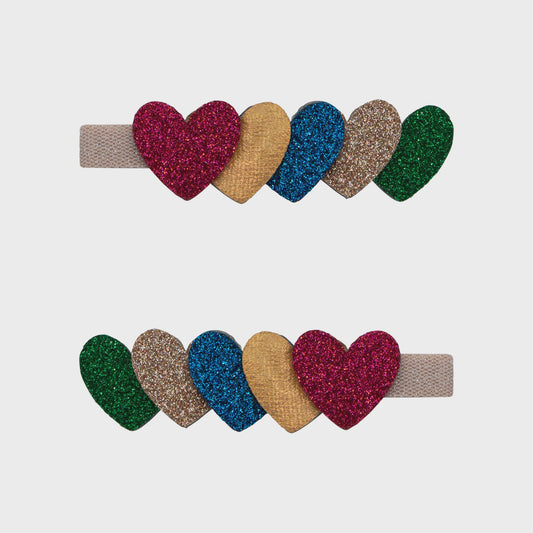 Jazzy Layered Heart Clips - Bright