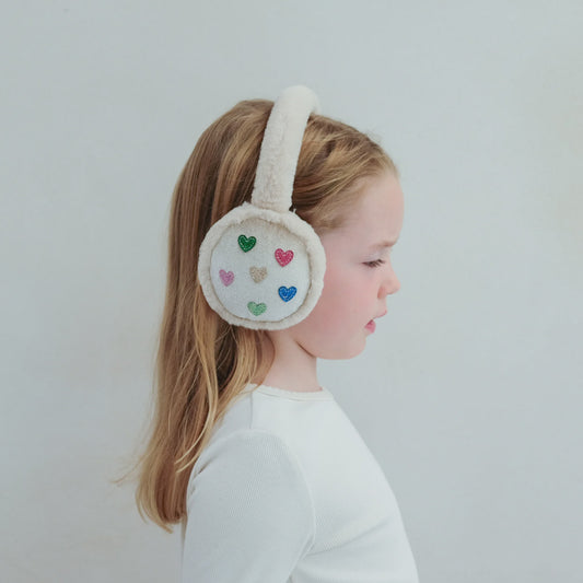 Beige Jazzy Heart Earmuffs