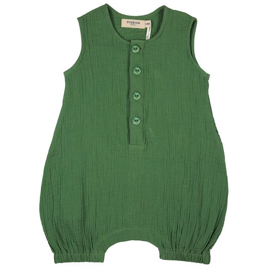 Baby All in One Muslin Romper - Green