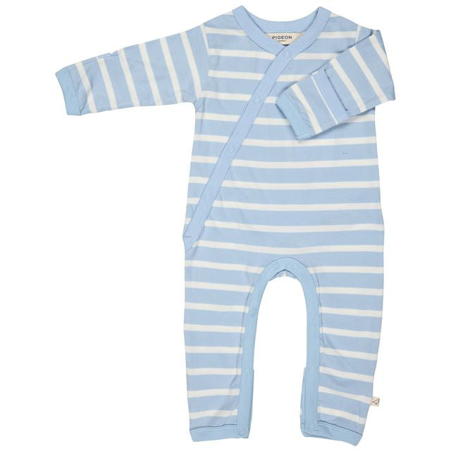 Kimono Romper Breton Stripe - Sky Blue