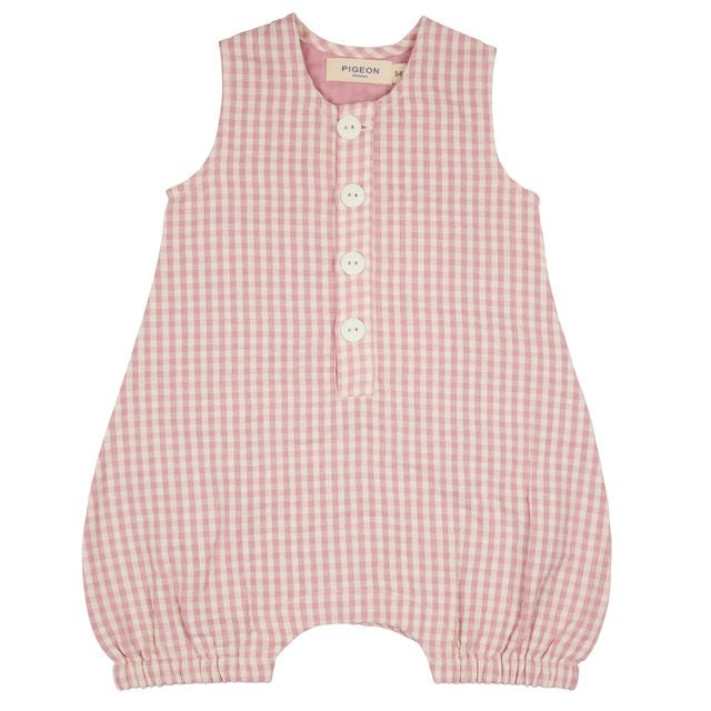 Baby All in One Seersucker Check - Pink