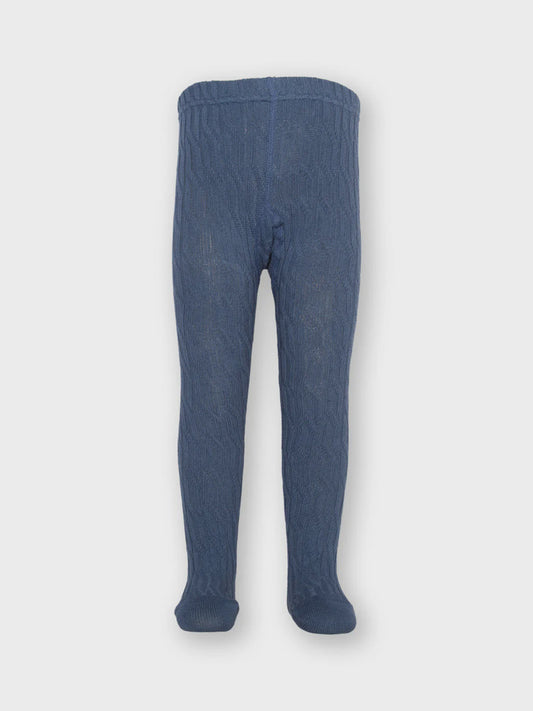 Cable Knit Tights - Navy (GOTS)