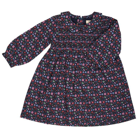 Smock Dress Peter Pan Collar in Ditsy Navy
