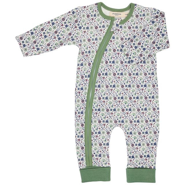 Zip Romper - Ditsy Green