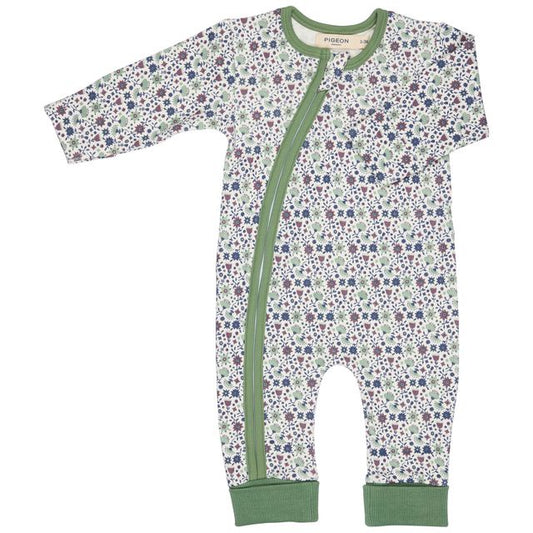 Zip Romper - Ditsy Green