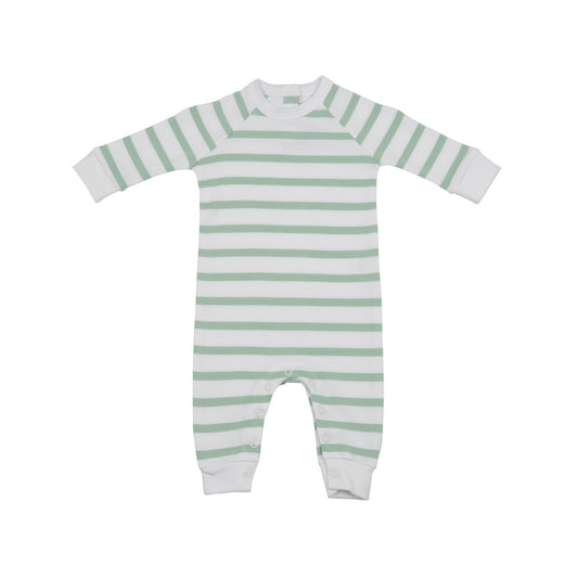 Seafoam & White Breton Striped All-in-One