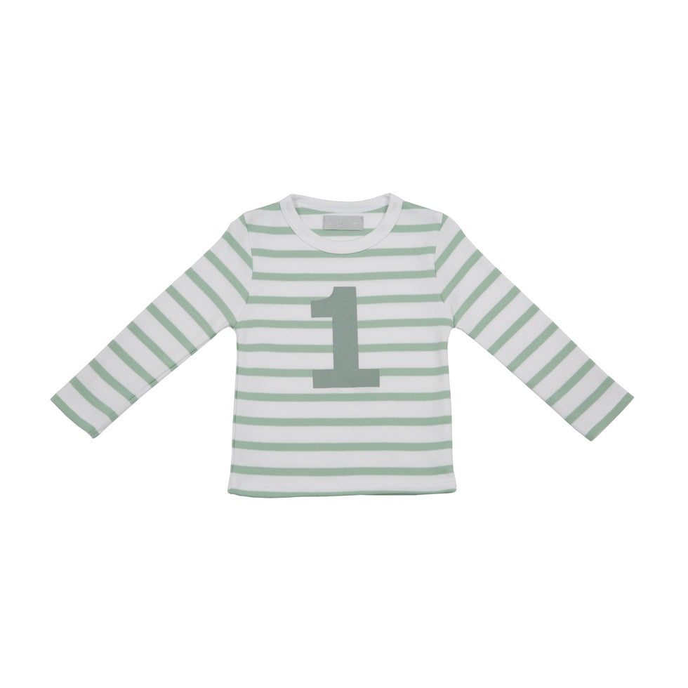 Seafoam & White Breton Striped Number T-Shirt