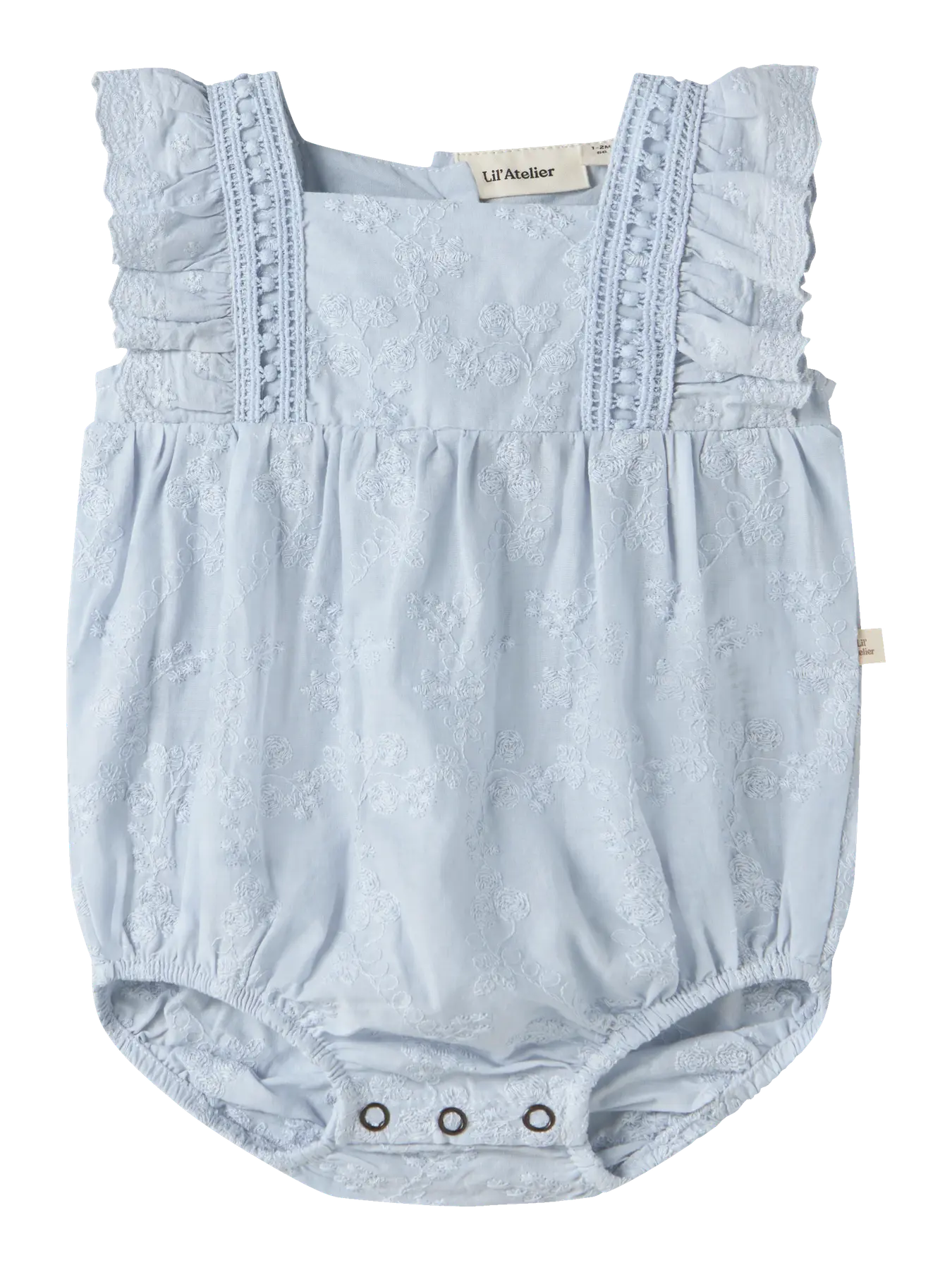 Soft Blue Baby Lace Detail Romper