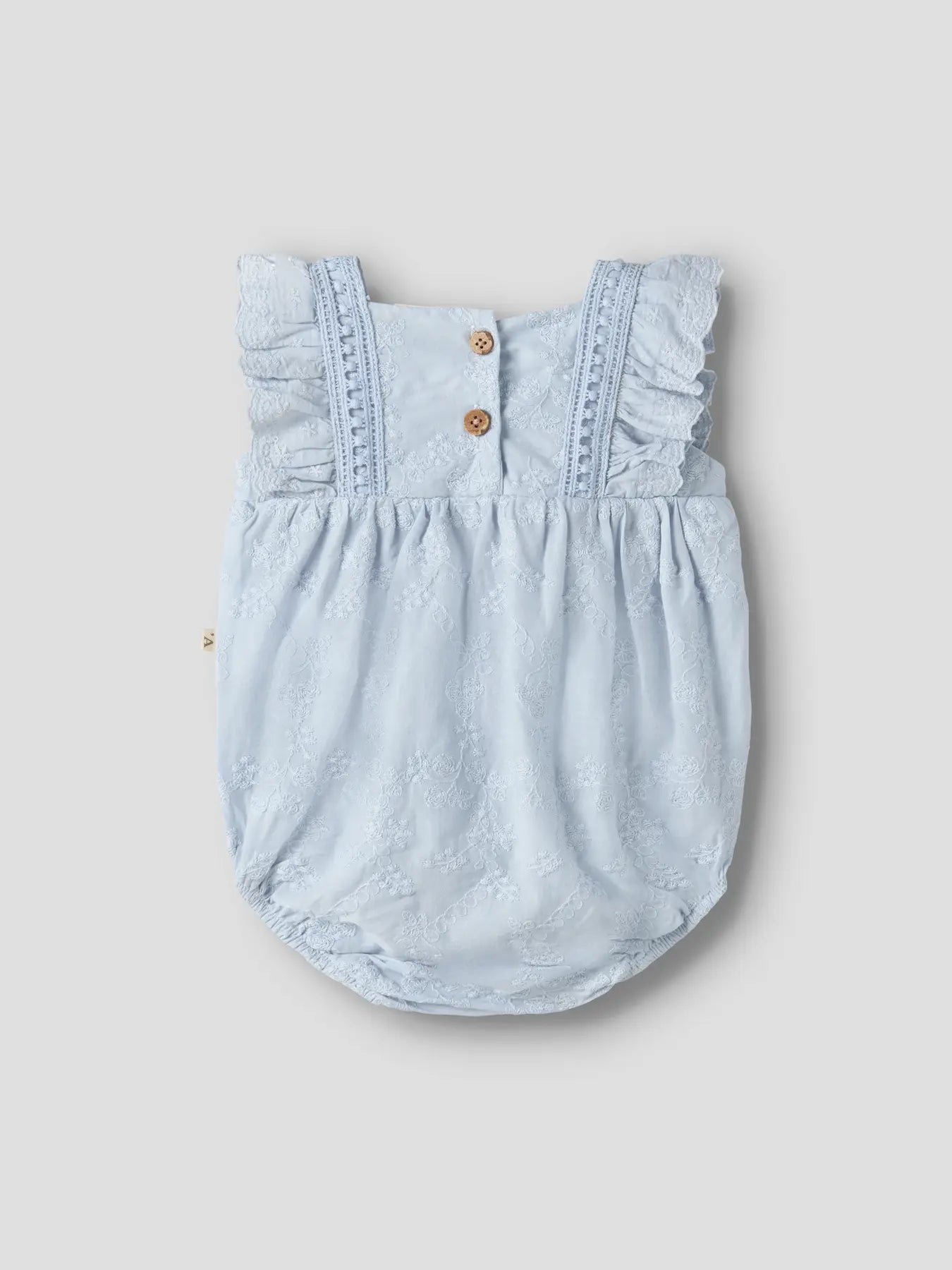 Soft Blue Baby Lace Detail Romper