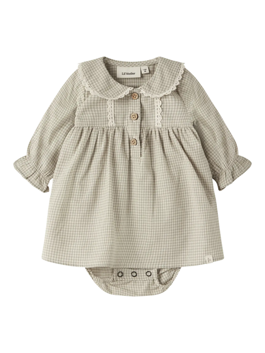 Checked Dress - Moss Gray