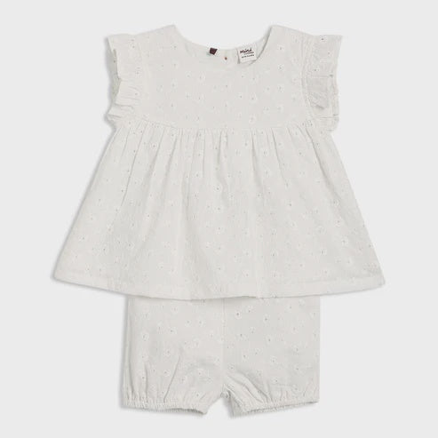 Broderie Anglaise Top & Shorts Set - Soft Cream