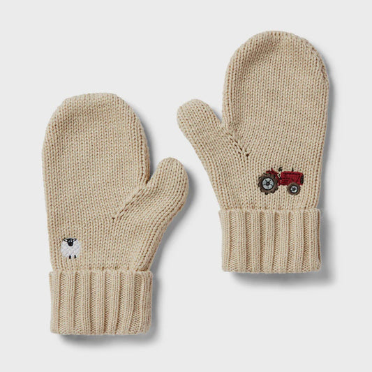 Knitted Mittens - Farm Embroidery