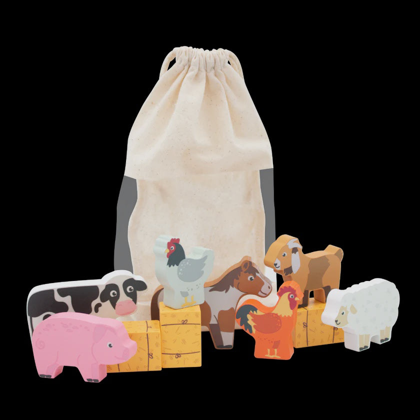 Bag of Wooden Farm Animals
