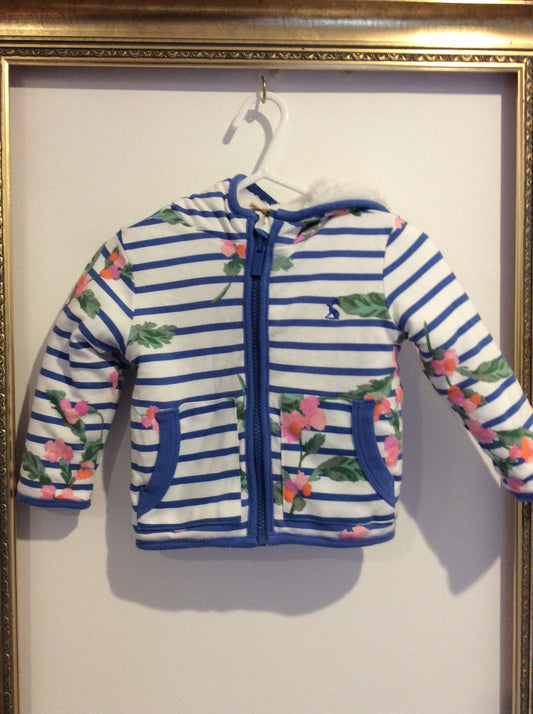 Pre-loved Joules Striped Flower Jacket 3-6m