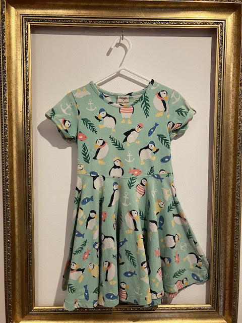 Pre-loved Frugi Penguin Skater Dress 3-4y
