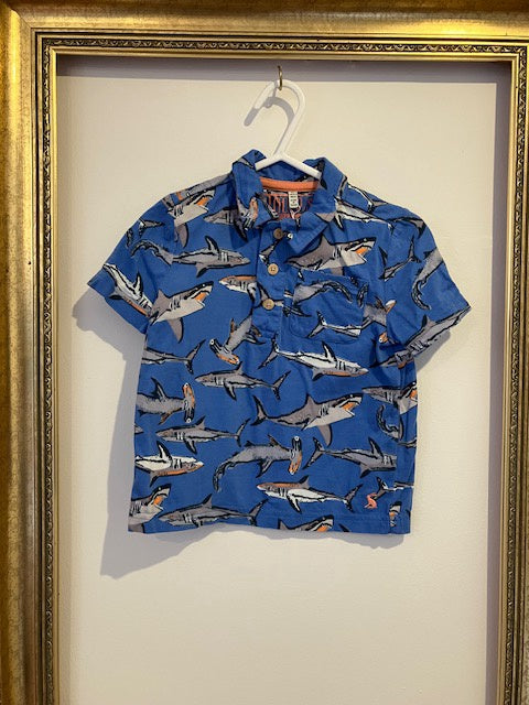 Pre-loved Joules Polo Shirt Sharks 3y