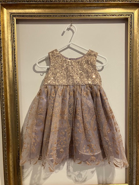 Pre-loved Monsoon Gold Print Dress 6-12m