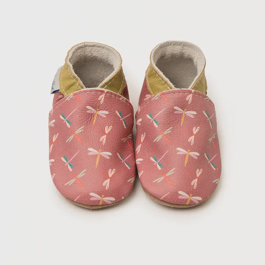 Baby & Toddler Shoes -Suede Soles-Pink Dragonflies