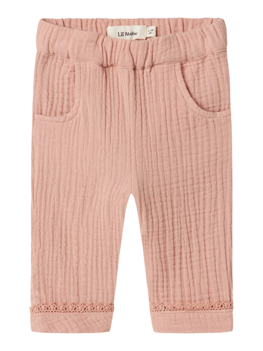 Muslin Cotton Trousers - Misty Rose