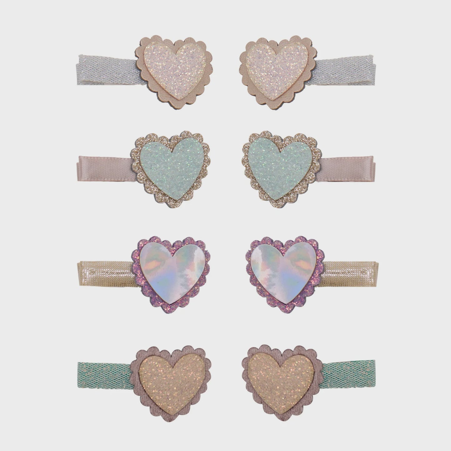 Scallop Heart Clips - Pastel