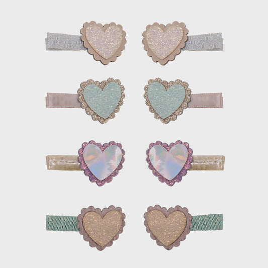 Scallop Heart Clips - Pastel
