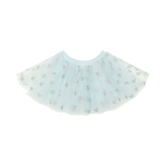 Sky Blue Tutu with Silver Glitter Hearts