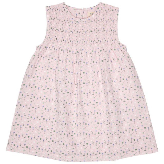 Sleeveless Smocked Dress Flowers Pink
