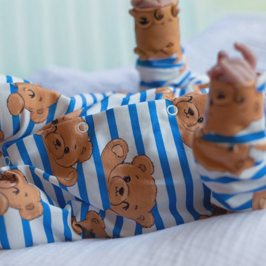 Teddy Stripe Sleepsuit
